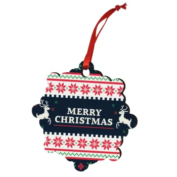 Merry Christmas Vintage, Christmas ornament snowflake wooden 7.5cm