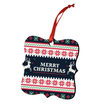 Merry Christmas Vintage, Christmas ornament polygon wooden 7.5cm