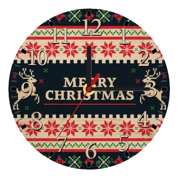 Merry Christmas Vintage, Ρολόι τοίχου ξύλινο plywood (20cm)