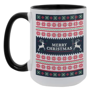 Merry Christmas Vintage, Κούπα Mega 15oz, κεραμική Μαύρη, 450ml