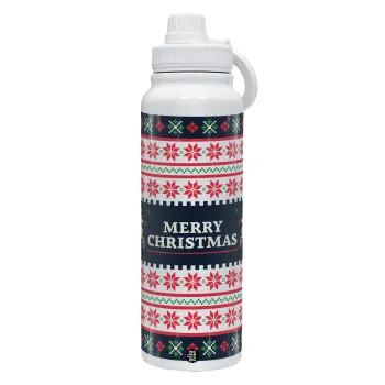 Merry Christmas Vintage, Θερμός 1L Ανοξείδωτο με Βάση Κινητού & Διπλά Τοιχώματα