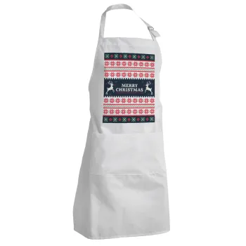 Merry Christmas Vintage, Adult Chef Apron (with sliders and 2 pockets)