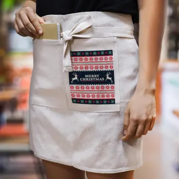 Merry Christmas Vintage, Ποδιά Μέσης με διπλή τσέπη Barista/Bartender, Beige