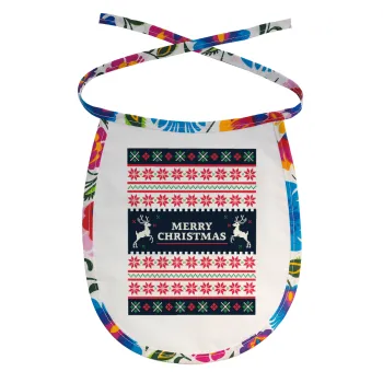 Merry Christmas Vintage, Σαλιάρα μωρού αλέκιαστη με κορδόνι Χρωματιστή