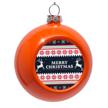 Merry Christmas Vintage, Orange Christmas tree ornament bauble 8cm