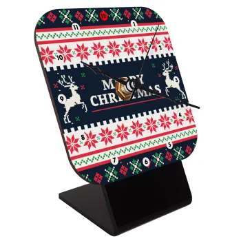 Merry Christmas Vintage, Επιτραπέζιο ρολόι ξύλινο με δείκτες (10cm)