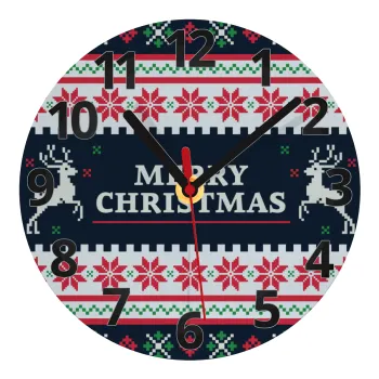 Merry Christmas Vintage, Ρολόι τοίχου γυάλινο (20cm)