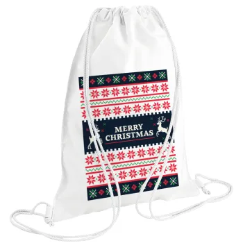 Merry Christmas Vintage, Backpack pouch GYMBAG white (28x40cm)