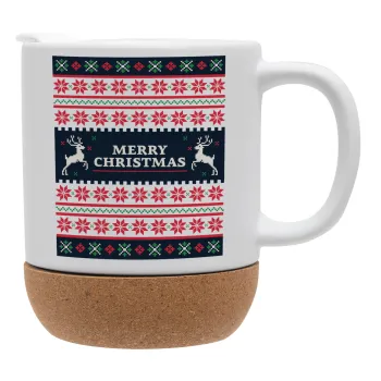 Merry Christmas Vintage, Κούπα, κεραμική με βάση φελού και καπάκι (ΜΑΤ), 330ml