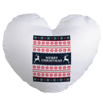 Merry Christmas Vintage, Μαξιλάρι καναπέ καρδιά 40x40cm περιέχεται το  γέμισμα