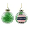 Transparent Christmas tree ball ornament with green filling 8cm