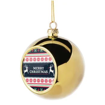 Merry Christmas Vintage, Golden Christmas tree ball ornament 8cm