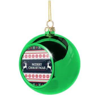 Merry Christmas Vintage, Green Christmas tree ornament ball 8cm