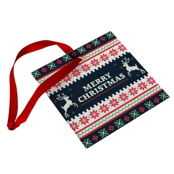 Merry Christmas Vintage, Christmas ornament, glass square ornament 9x9cm