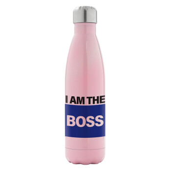 I am the Boss, Μεταλλικό παγούρι θερμός Ροζ Ιριδίζον (Stainless steel), διπλού τοιχώματος, 500ml