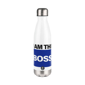 I am the Boss, Μεταλλικό παγούρι θερμός Λευκό (Stainless steel), διπλού τοιχώματος, 500ml