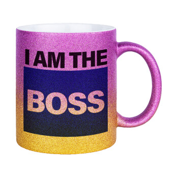 I am the Boss, Κούπα Χρυσή/Ροζ Glitter, κεραμική, 330ml