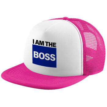I am the Boss, Καπέλο Soft Trucker με Δίχτυ Pink/White 