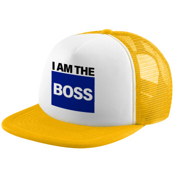 I am the Boss, Καπέλο Soft Trucker με Δίχτυ Κίτρινο/White 