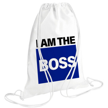 I am the Boss, Τσάντα πλάτης πουγκί GYMBAG λευκή (28x40cm)