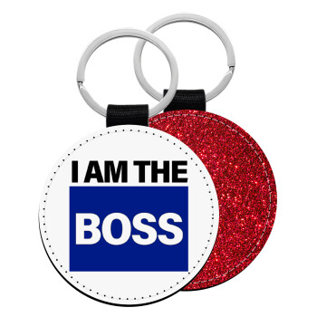 I am the Boss, Μπρελόκ Δερματίνη, στρογγυλό ΚΟΚΚΙΝΟ (5cm)