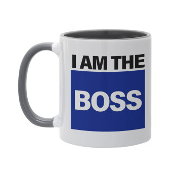 I am the Boss, Κούπα χρωματιστή γκρι, κεραμική, 330ml