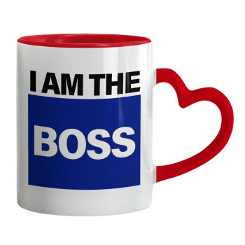 I am the Boss, Mug heart red handle, ceramic, 330ml