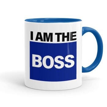 I am the Boss, Mug colored blue, ceramic, 330ml