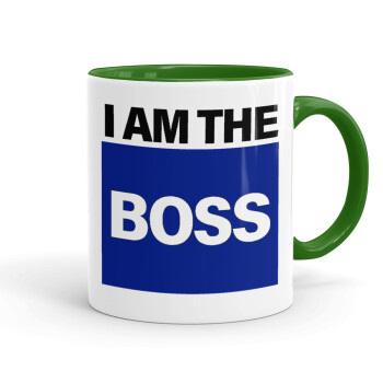 I am the Boss, Κούπα χρωματιστή πράσινη, κεραμική, 330ml