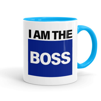 I am the Boss, Mug colored light blue, ceramic, 330ml