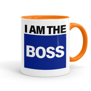 I am the Boss, Κούπα χρωματιστή πορτοκαλί, κεραμική, 330ml