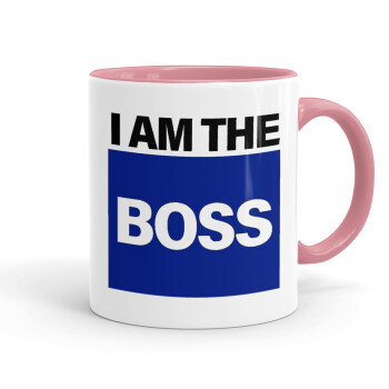 I am the Boss, Mug colored pink, ceramic, 330ml