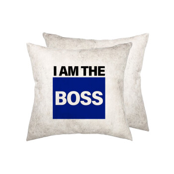 I am the Boss, Μαξιλάρι καναπέ Δερματίνη Γκρι 40x40cm με γέμισμα