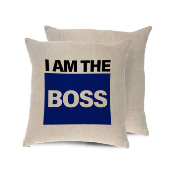 I am the Boss, Μαξιλάρι καναπέ ΛΙΝΟ 40x40cm περιέχεται το  γέμισμα