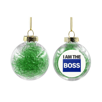 I am the Boss, Χριστουγεννιάτικη μπάλα δένδρου διάφανη με πράσινο γέμισμα 8cm