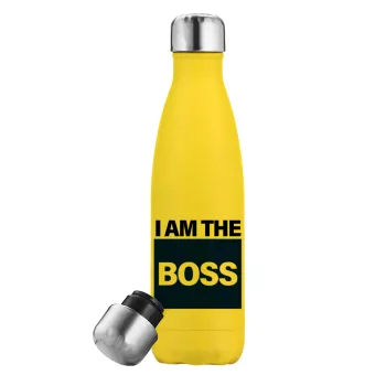 I am the Boss, Yellow Stainless Steel Metallic Thermos, double-walled, 500ml