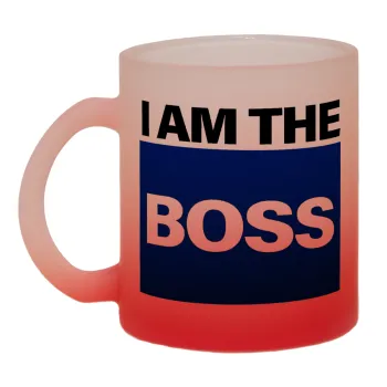 I am the Boss, Κούπα γυάλινη δίχρωμη με βάση το κόκκινο ματ, 330ml