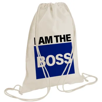 I am the Boss, Backpack bag GYMBAG natural (28x40cm)