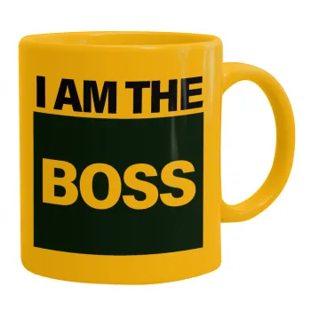 I am the Boss, Ceramic coffee mug yellow, 330ml