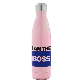 I am the Boss, Metal mug thermos Pink Iridiscent (Stainless steel), double wall, 500ml