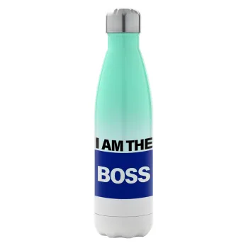 I am the Boss, Μεταλλικό παγούρι θερμός Πράσινο/Λευκό (Stainless steel), διπλού τοιχώματος, 500ml