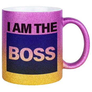 I am the Boss, Κούπα Χρυσή/Ροζ Glitter, κεραμική, 330ml