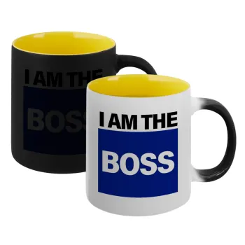 I am the Boss, Κούπα Μαγική εσωτερικό κίτρινη, κεραμική 330ml που αλλάζει χρώμα με το ζεστό ρόφημα
