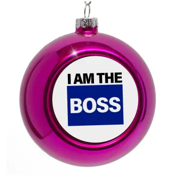 I am the Boss, Purple Christmas tree ornament bauble 8cm