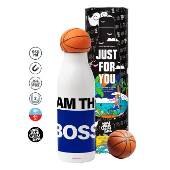 I am the Boss, Μπάλα μπάσκετ μεταλλικό παγούρι θερμός, διπλού τοιχώματος, 550ml