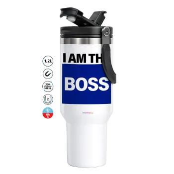 I am the Boss, Mega Stainless steel Tumbler with lid, double wall 1,2L