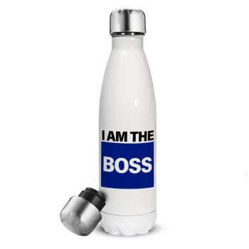 I am the Boss, Μεταλλικό παγούρι θερμός Λευκό (Stainless steel), διπλού τοιχώματος, 500ml