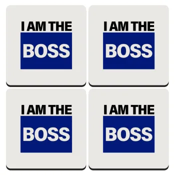 I am the Boss, ΣΕΤ 4 Σουβέρ ξύλινα τετράγωνα (9cm)