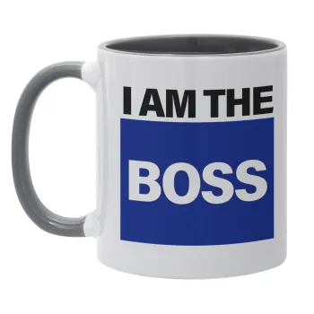 I am the Boss, Κούπα χρωματιστή γκρι, κεραμική, 330ml