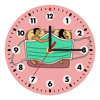 Couple in bed, Wooden wall clock (20cm)